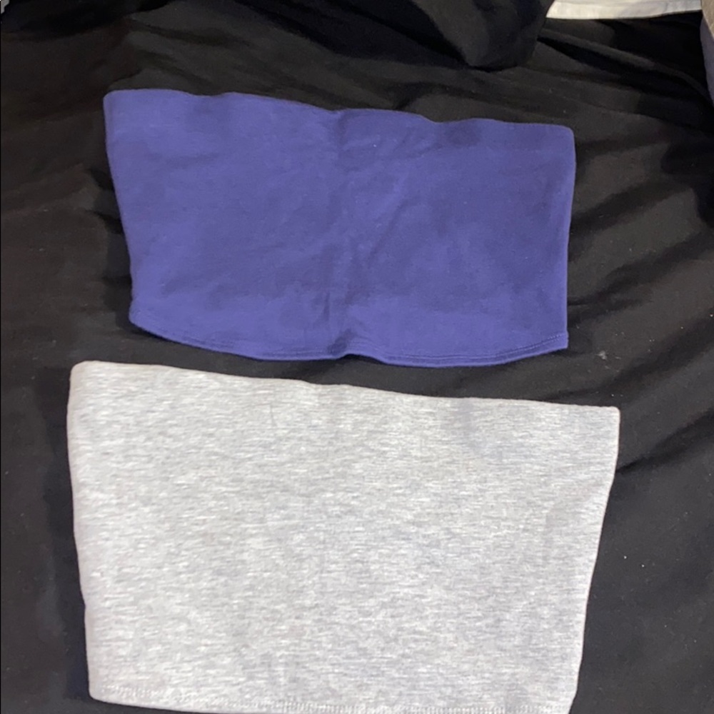 grey and blue tube tops